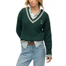 SUPERDRY D2 STUD CRICKET CLUB JUMPER ΜΠΛΟΥΖΑ ΠΛΕΚΤΗ ΓΥΝΑΙΚΕΙΑ GREEN