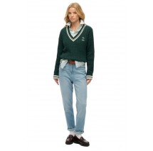 SUPERDRY D2 STUD CRICKET CLUB JUMPER ΜΠΛΟΥΖΑ ΠΛΕΚΤΗ ΓΥΝΑΙΚΕΙΑ GREEN