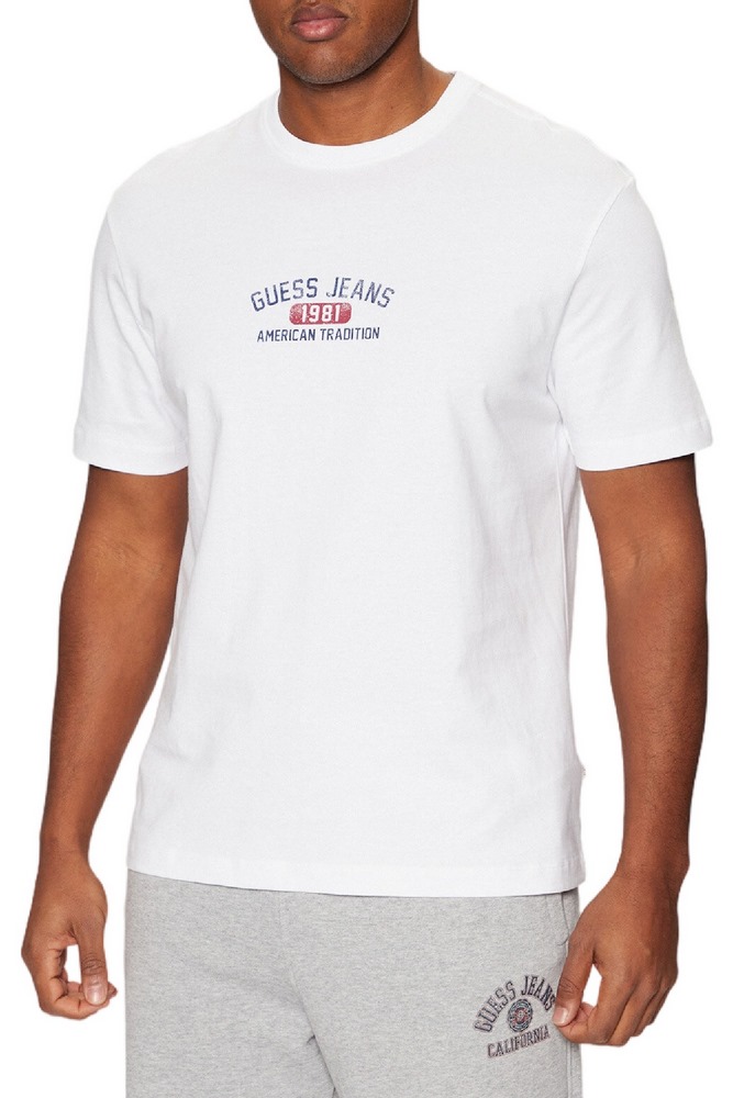 GUESS JEANS SS CN REG PRINTED TEE T-SHIRT ΜΠΛΟΥΖΑ ΑΝΔΡΙΚΗ WHITE