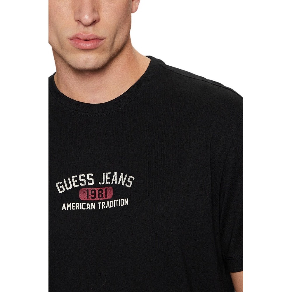 GUESS JEANS SS CN REG PRINTED TEE T-SHIRT ΜΠΛΟΥΖΑ ΑΝΔΡΙΚΗ BLACK