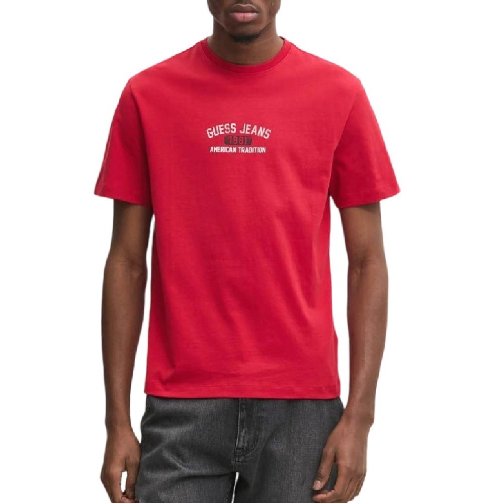 GUESS JEANS SS CN REG PRINTED TEE T-SHIRT ΜΠΛΟΥΖΑ ΑΝΔΡΙΚΗ RED