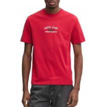 GUESS JEANS SS CN REG PRINTED TEE T-SHIRT ΜΠΛΟΥΖΑ ΑΝΔΡΙΚΗ RED
