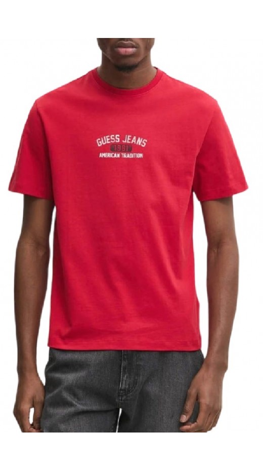 GUESS JEANS SS CN REG PRINTED TEE T-SHIRT ΜΠΛΟΥΖΑ ΑΝΔΡΙΚΗ RED
