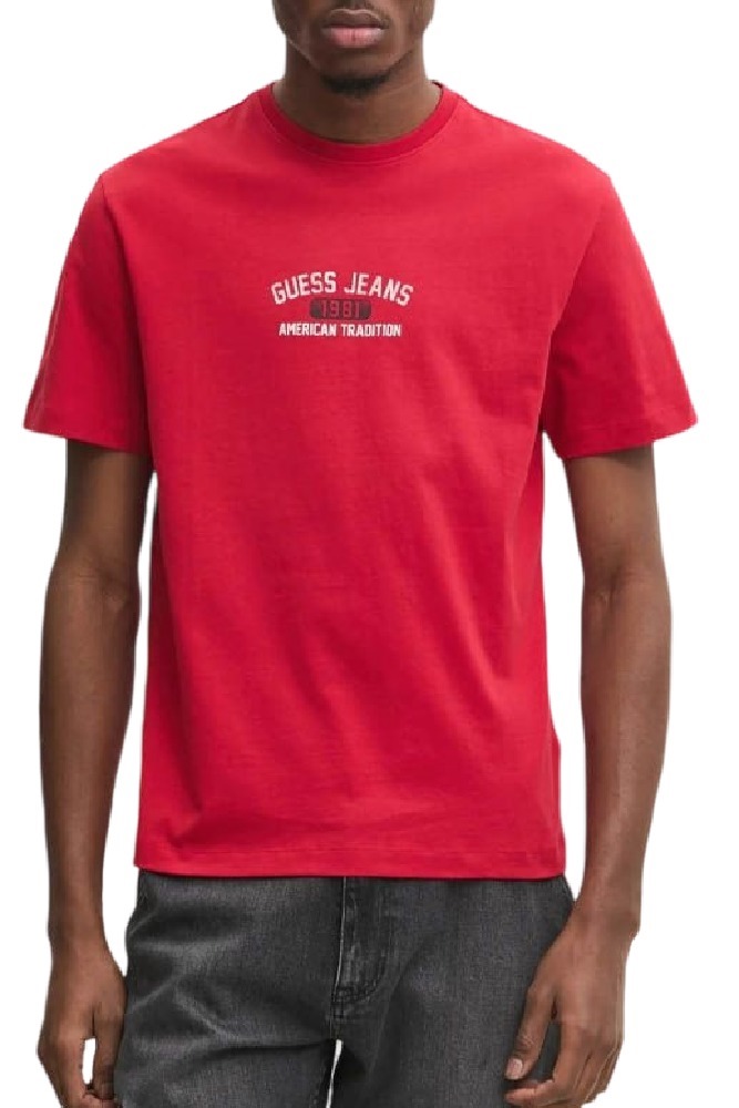 GUESS JEANS SS CN REG PRINTED TEE T-SHIRT ΜΠΛΟΥΖΑ ΑΝΔΡΙΚΗ RED
