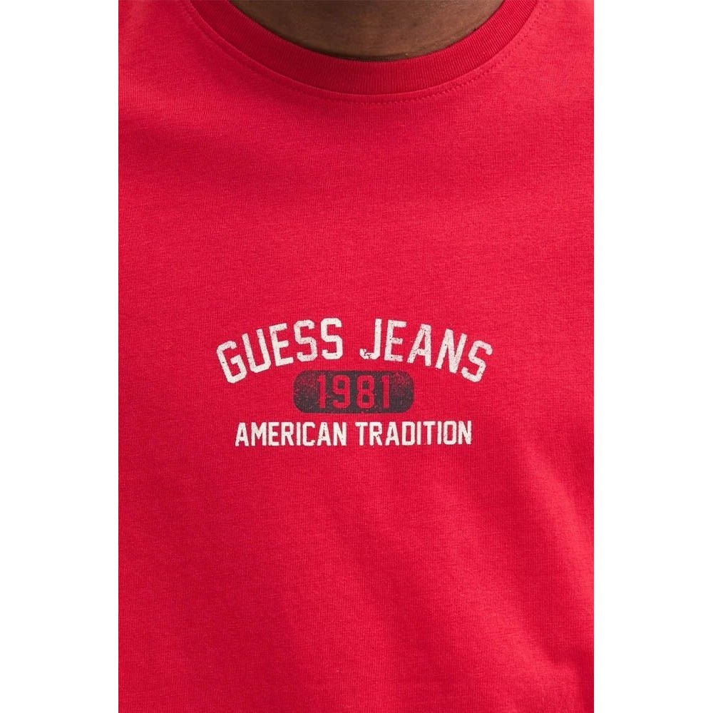 GUESS JEANS SS CN REG PRINTED TEE T-SHIRT ΜΠΛΟΥΖΑ ΑΝΔΡΙΚΗ RED