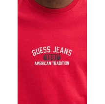 GUESS JEANS SS CN REG PRINTED TEE T-SHIRT ΜΠΛΟΥΖΑ ΑΝΔΡΙΚΗ RED