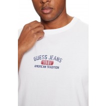 GUESS JEANS SS CN REG PRINTED TEE T-SHIRT ΜΠΛΟΥΖΑ ΑΝΔΡΙΚΗ WHITE