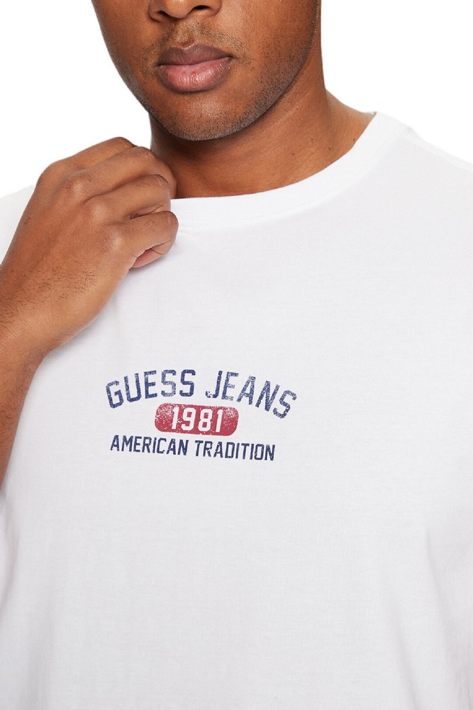 GUESS JEANS SS CN REG PRINTED TEE T-SHIRT ΜΠΛΟΥΖΑ ΑΝΔΡΙΚΗ WHITE