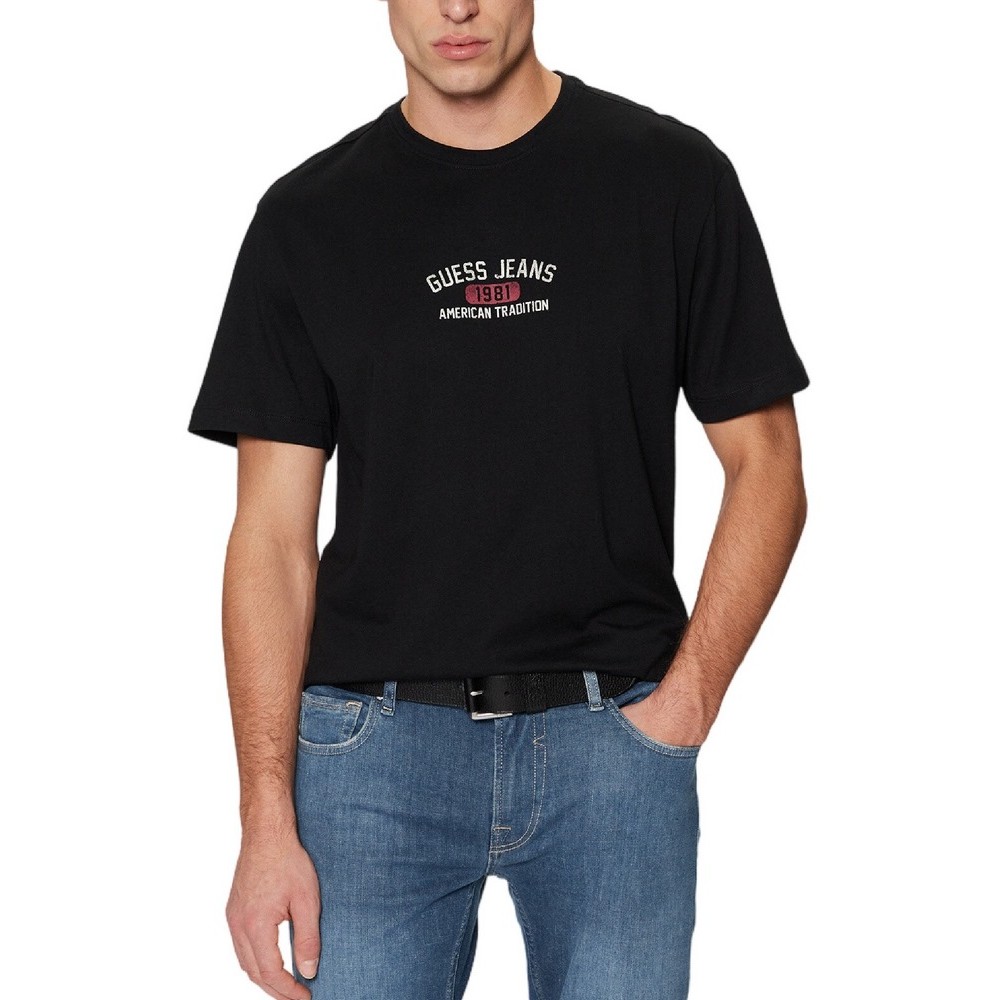 GUESS JEANS SS CN REG PRINTED TEE T-SHIRT ΜΠΛΟΥΖΑ ΑΝΔΡΙΚΗ BLACK