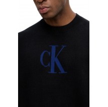 CALVIN KLEIN JEANS LS CTTN CASHMERE 3D LOGO CRWNK S ΜΠΛΟΥΖΑ ΠΛΕΚΤΗ ΑΝΔΡΙΚΗ BLACK