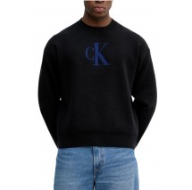 CALVIN KLEIN JEANS LS CTTN CASHMERE 3D LOGO CRWNK S ΜΠΛΟΥΖΑ ΠΛΕΚΤΗ ΑΝΔΡΙΚΗ BLACK