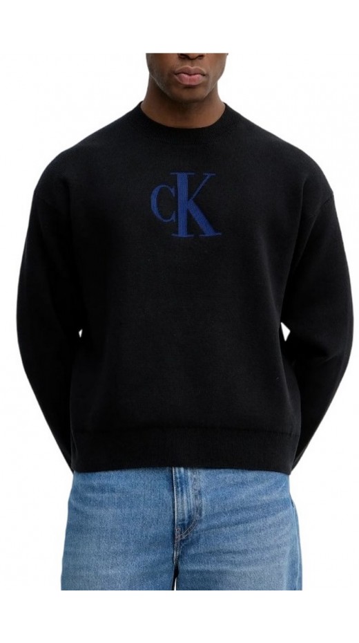 CALVIN KLEIN JEANS LS CTTN CASHMERE 3D LOGO CRWNK S ΜΠΛΟΥΖΑ ΠΛΕΚΤΗ ΑΝΔΡΙΚΗ BLACK