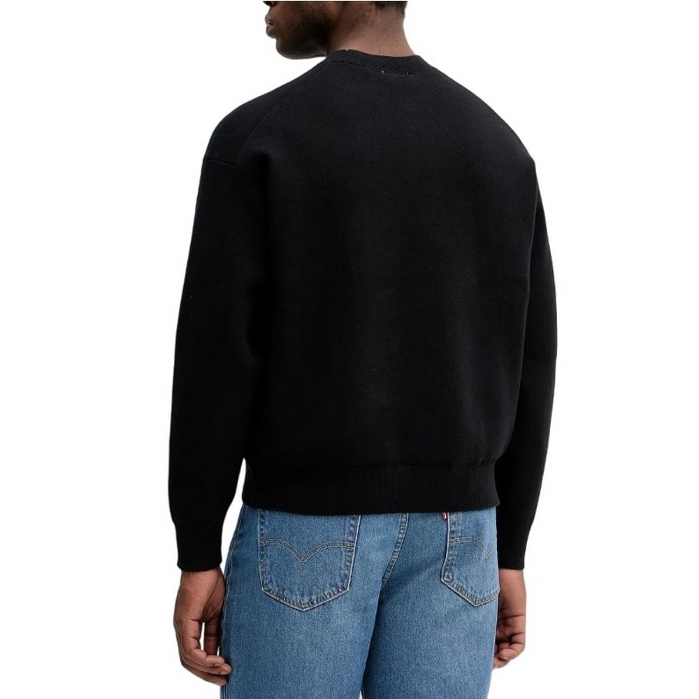 CALVIN KLEIN JEANS LS CTTN CASHMERE 3D LOGO CRWNK S ΜΠΛΟΥΖΑ ΠΛΕΚΤΗ ΑΝΔΡΙΚΗ BLACK