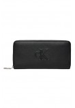 CALVIN KLEIN JEANS SCULPTED ZIP AROUND WALLET ΠΟΡΤΟΦΟΛΙ ΓΥΝΑΙΚΕΙΟ BLACK