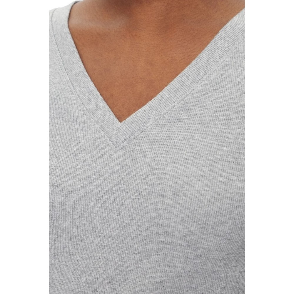 CALVIN KLEIN JEANS  WOVEN LABEL RIB VNECK T-SHIRT ΜΠΛΟΥΖΑ ΓΥΝΑΙΚΕΙΑ GREY