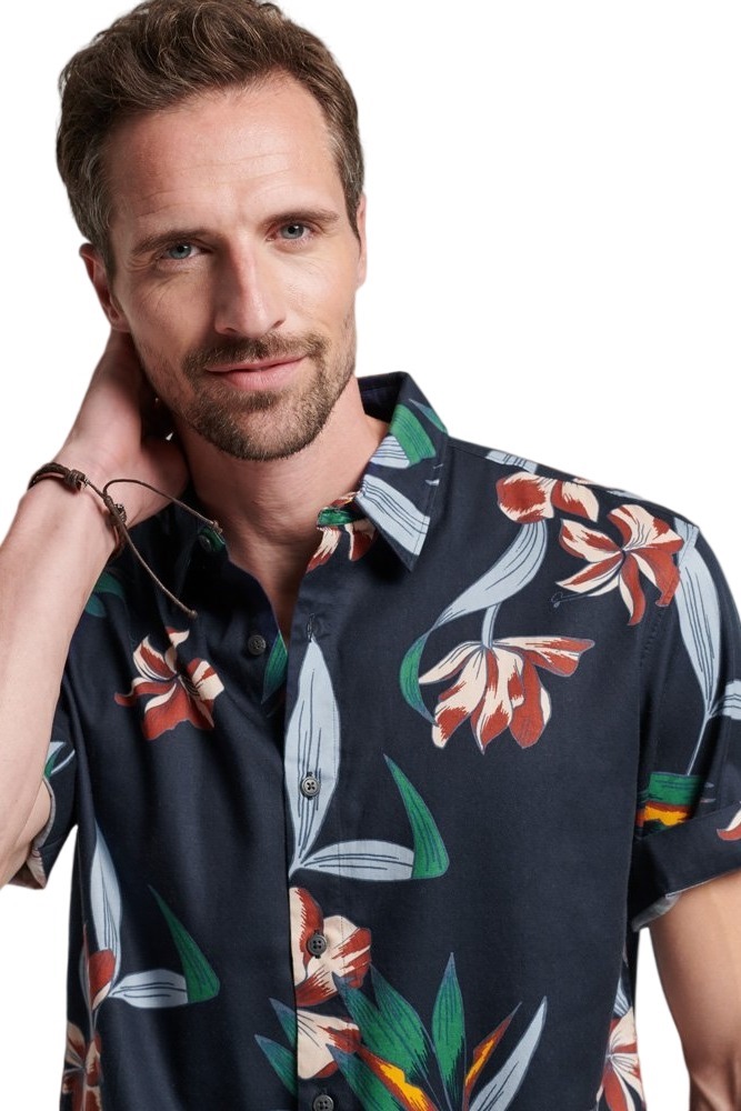 SUPERDRY D2 OVIN VINTAGE HAWAIIAN S/S SHIRT ΠΟΥΚΑΜΙΣΟ ΑΝΔΡΙΚΟ NAVY