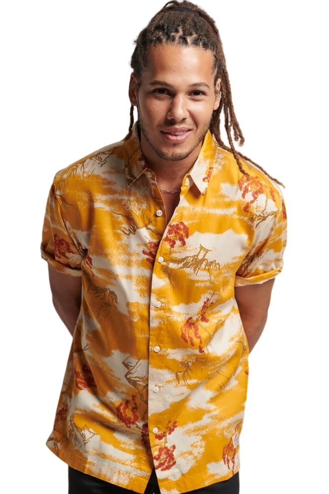 SUPERDRY D2 OVIN VINTAGE HAWAIIAN S/S SHIRT ΠΟΥΚΑΜΙΣΟ ΑΝΔΡΙΚΟ YELLOW