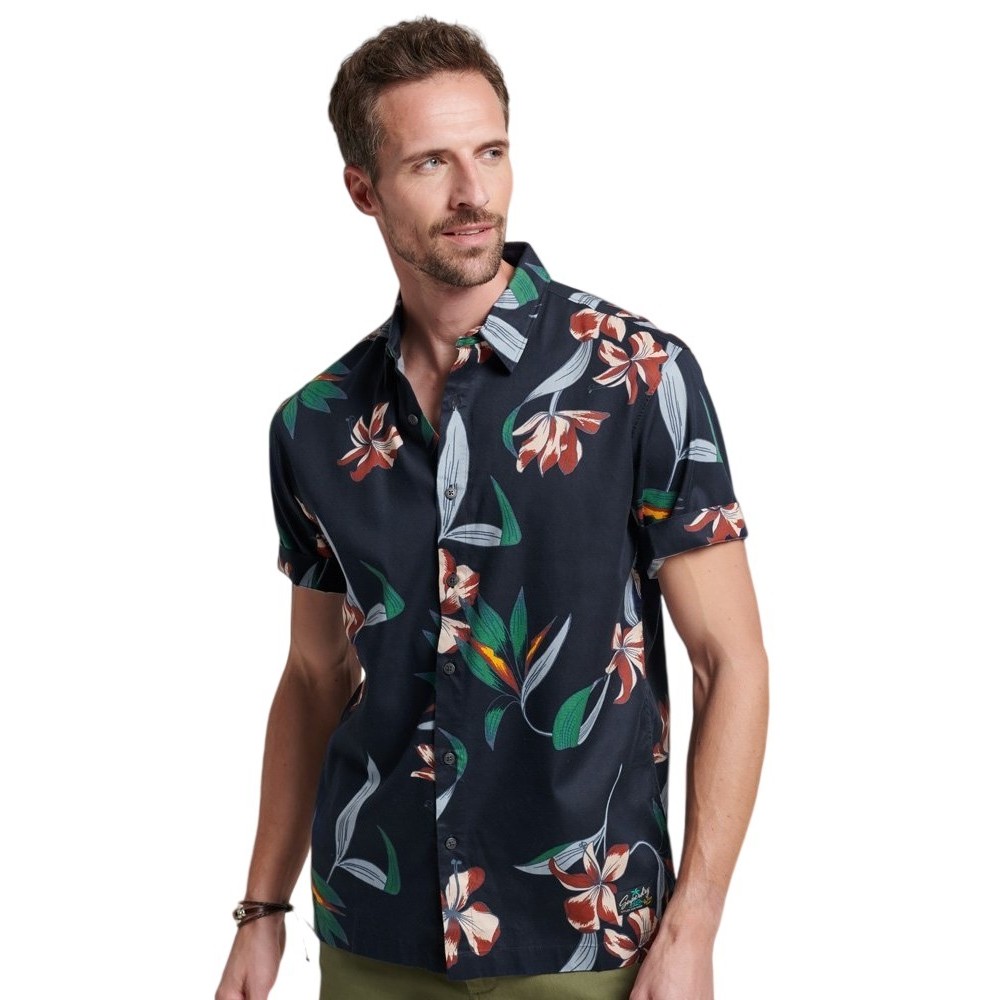 SUPERDRY D2 OVIN VINTAGE HAWAIIAN S/S SHIRT ΠΟΥΚΑΜΙΣΟ ΑΝΔΡΙΚΟ NAVY