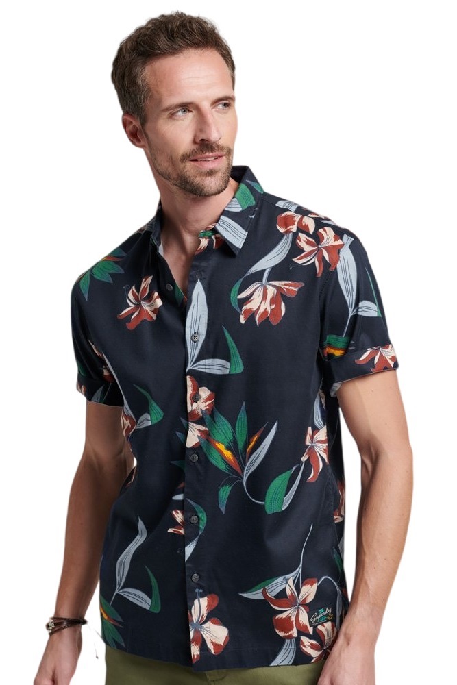 SUPERDRY D2 OVIN VINTAGE HAWAIIAN S/S SHIRT ΠΟΥΚΑΜΙΣΟ ΑΝΔΡΙΚΟ NAVY