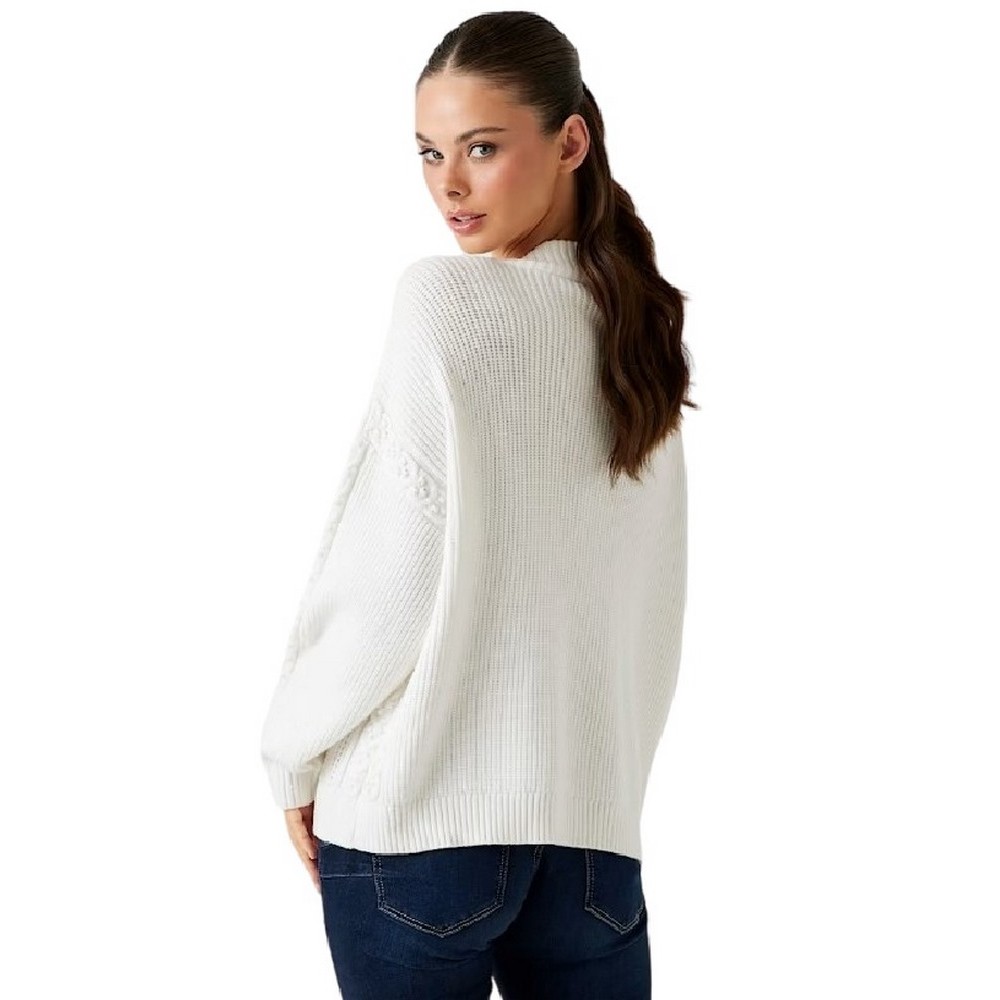 GUESS LS VN ETSUKO CABLE SWTR ΜΠΛΟΥΖΑ ΠΛΕΚΤΗ ΓΥΝΑΙΚΕΙα ECRU