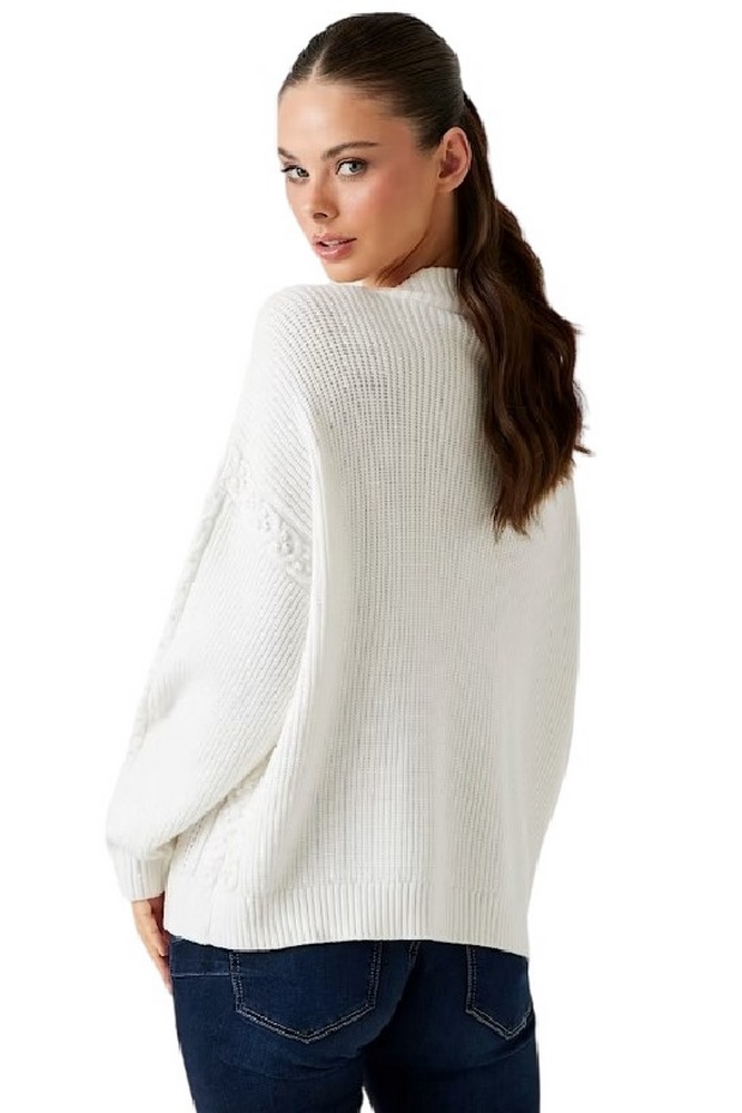 GUESS LS VN ETSUKO CABLE SWTR ΜΠΛΟΥΖΑ ΠΛΕΚΤΗ ΓΥΝΑΙΚΕΙα ECRU