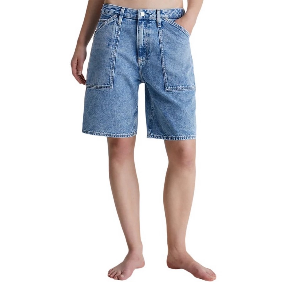 CALVIN KLEIN JEANS 90S STRAIGHT SHORT UTILITY ΒΕΡΜΟΥΔΑ ΓΥΝΑΙΚΕΙΑ BLUΕ DENIM