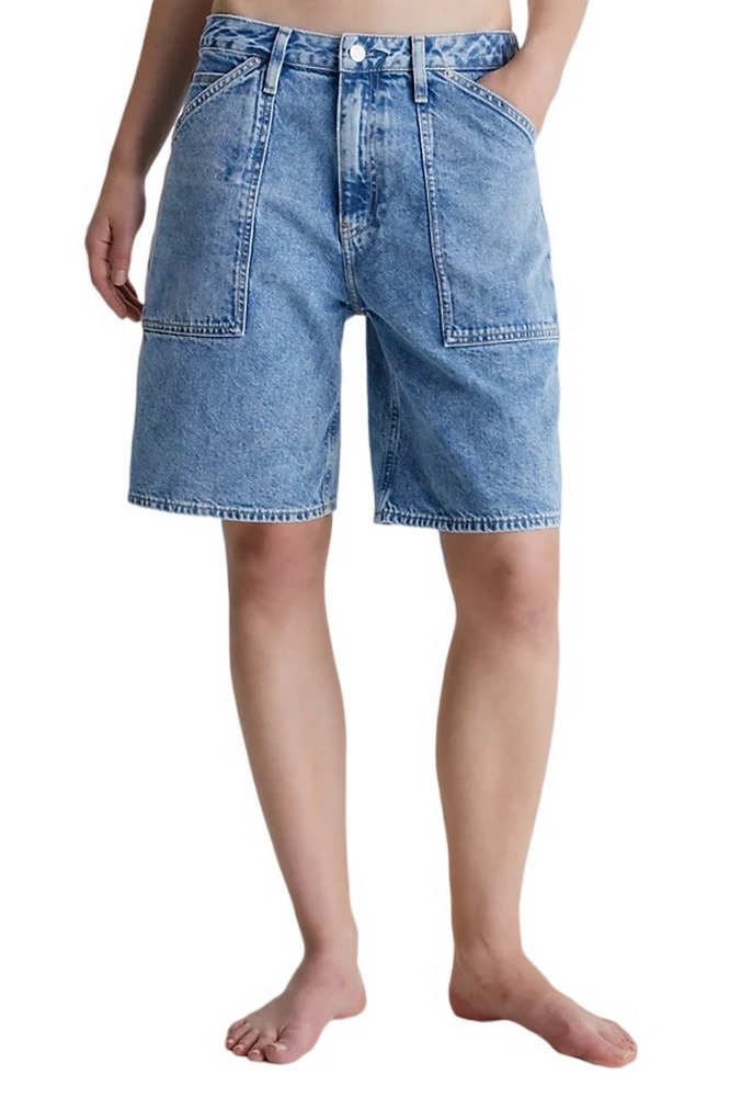 CALVIN KLEIN JEANS 90S STRAIGHT SHORT UTILITY ΒΕΡΜΟΥΔΑ ΓΥΝΑΙΚΕΙΑ BLUΕ DENIM