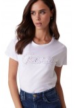 GUESS SS SCRIPT LACE LOGO EASY TEE T-SHIRT ΜΠΛΟΥΖΑ ΓΥΝΑΙΚΕΙΑ WHITE