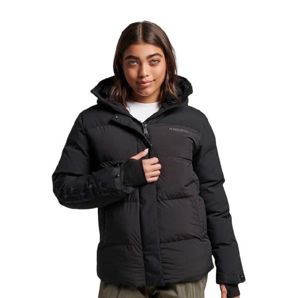 SUPERDRY D4 SDCD CITY PADDED HOODED WIND PARKA ΜΠΟΥΦΑΝ ΓΥΝΑΙΚΕΙΟ BLACK