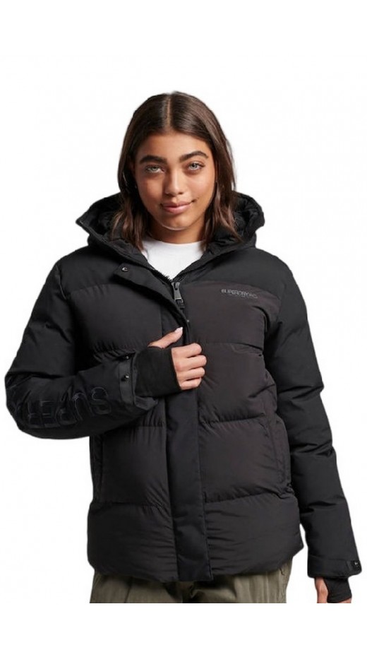 SUPERDRY D4 SDCD CITY PADDED HOODED WIND PARKA ΜΠΟΥΦΑΝ ΓΥΝΑΙΚΕΙΟ BLACK