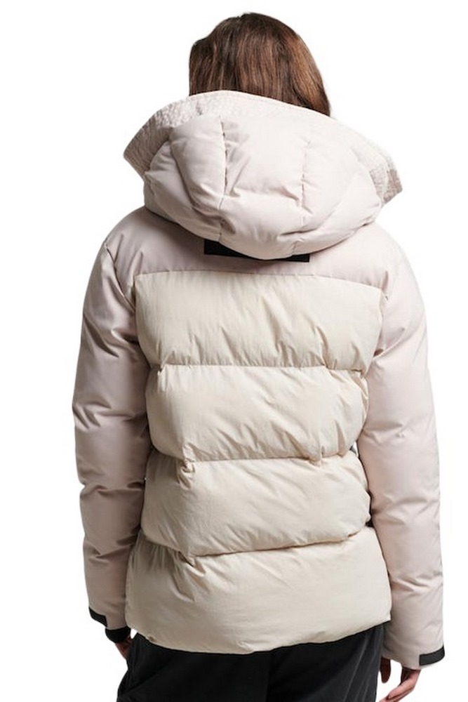 SUPERDRY D4 SDCD CITY PADDED HOODED WIND PARKA ΜΠΟΥΦΑΝ ΓΥΝΑΙΚΕΙΟ BEIGE