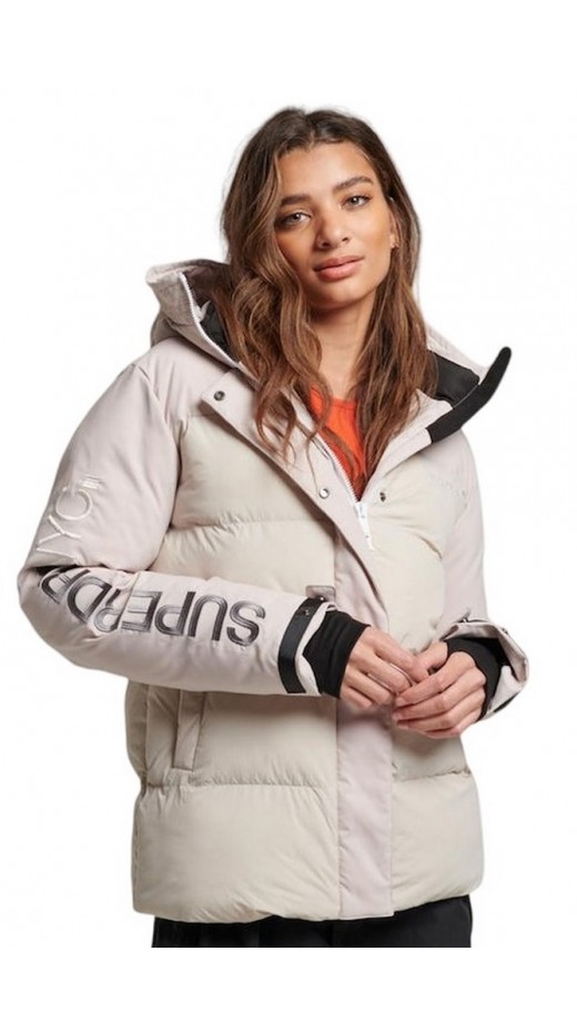 SUPERDRY CITY PADDED HOODED WIND PARKA ΜΠΟΥΦΑΝ ΓΥΝΑΙΚΕΙΟ BEIGE