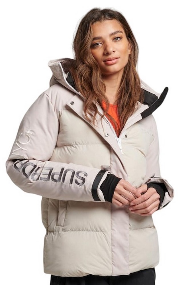 SUPERDRY CITY PADDED HOODED WIND PARKA ΜΠΟΥΦΑΝ ΓΥΝΑΙΚΕΙΟ BEIGE