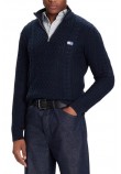 TOMMY JEANS  SLIM BADGE CABLE QRTR ZIP ΜΠΛΟΥΖΑ ΠΛΕΚΤΗ ΑΝΔΡΙΚΗ DARK NAVY