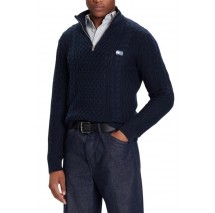 TOMMY JEANS  SLIM BADGE CABLE QRTR ZIP ΜΠΛΟΥΖΑ ΠΛΕΚΤΗ ΑΝΔΡΙΚΗ DARK NAVY