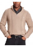 TOMMY JEANS  SLIM BADGE CABLE QRTR ZIP ΜΠΛΟΥΖΑ ΠΛΕΚΤΗ ΑΝΔΡΙΚΗ TAUPE