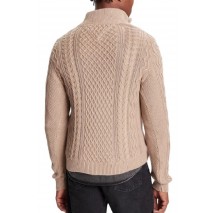 TOMMY JEANS  SLIM BADGE CABLE QRTR ZIP ΜΠΛΟΥΖΑ ΠΛΕΚΤΗ ΑΝΔΡΙΚΗ TAUPE