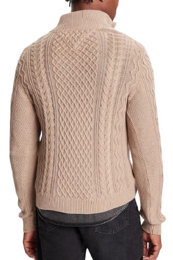 TOMMY JEANS  SLIM BADGE CABLE QRTR ZIP ΜΠΛΟΥΖΑ ΠΛΕΚΤΗ ΑΝΔΡΙΚΗ TAUPE