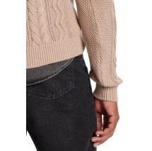 TOMMY JEANS  SLIM BADGE CABLE QRTR ZIP ΜΠΛΟΥΖΑ ΠΛΕΚΤΗ ΑΝΔΡΙΚΗ TAUPE