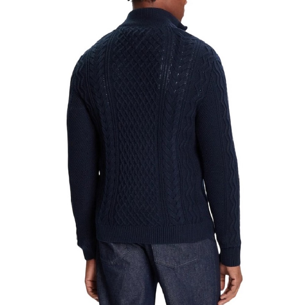 TOMMY JEANS  SLIM BADGE CABLE QRTR ZIP ΜΠΛΟΥΖΑ ΠΛΕΚΤΗ ΑΝΔΡΙΚΗ DARK NAVY