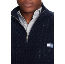 TOMMY JEANS  SLIM BADGE CABLE QRTR ZIP ΜΠΛΟΥΖΑ ΠΛΕΚΤΗ ΑΝΔΡΙΚΗ DARK NAVY