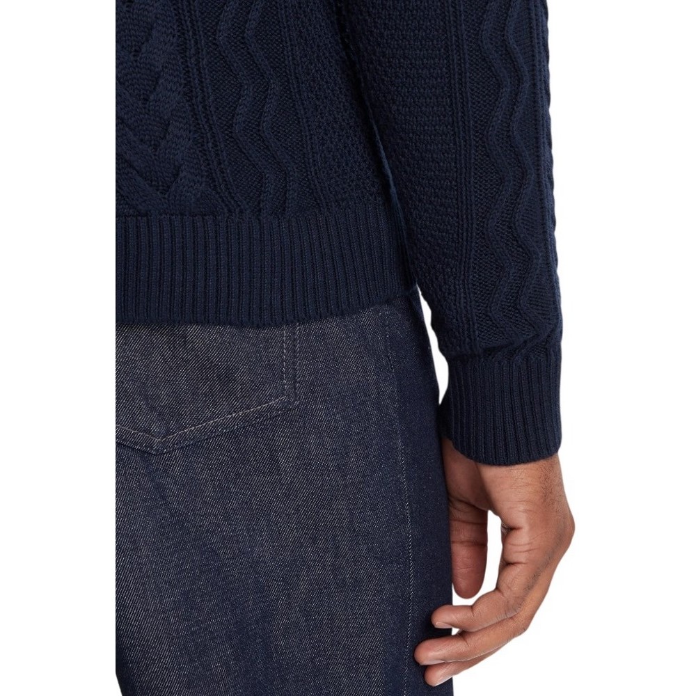 TOMMY JEANS  SLIM BADGE CABLE QRTR ZIP ΜΠΛΟΥΖΑ ΠΛΕΚΤΗ ΑΝΔΡΙΚΗ DARK NAVY