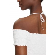 TOMMY JEANS RUCHE F&F POPLIN DRESS EXT ΦΟΡΕΜΑ ΓΥΝΑΙΚΕΙΟ ECRU
