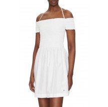 TOMMY JEANS RUCHE F&F POPLIN DRESS EXT ΦΟΡΕΜΑ ΓΥΝΑΙΚΕΙΟ ECRU