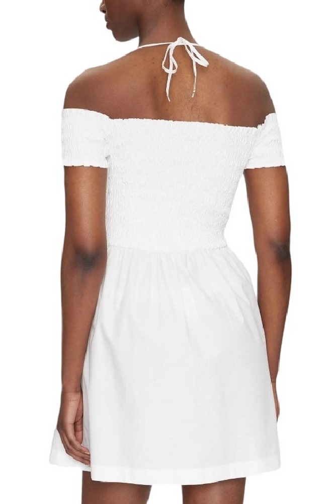 TOMMY JEANS RUCHE F&F POPLIN DRESS EXT ΦΟΡΕΜΑ ΓΥΝΑΙΚΕΙΟ ECRU