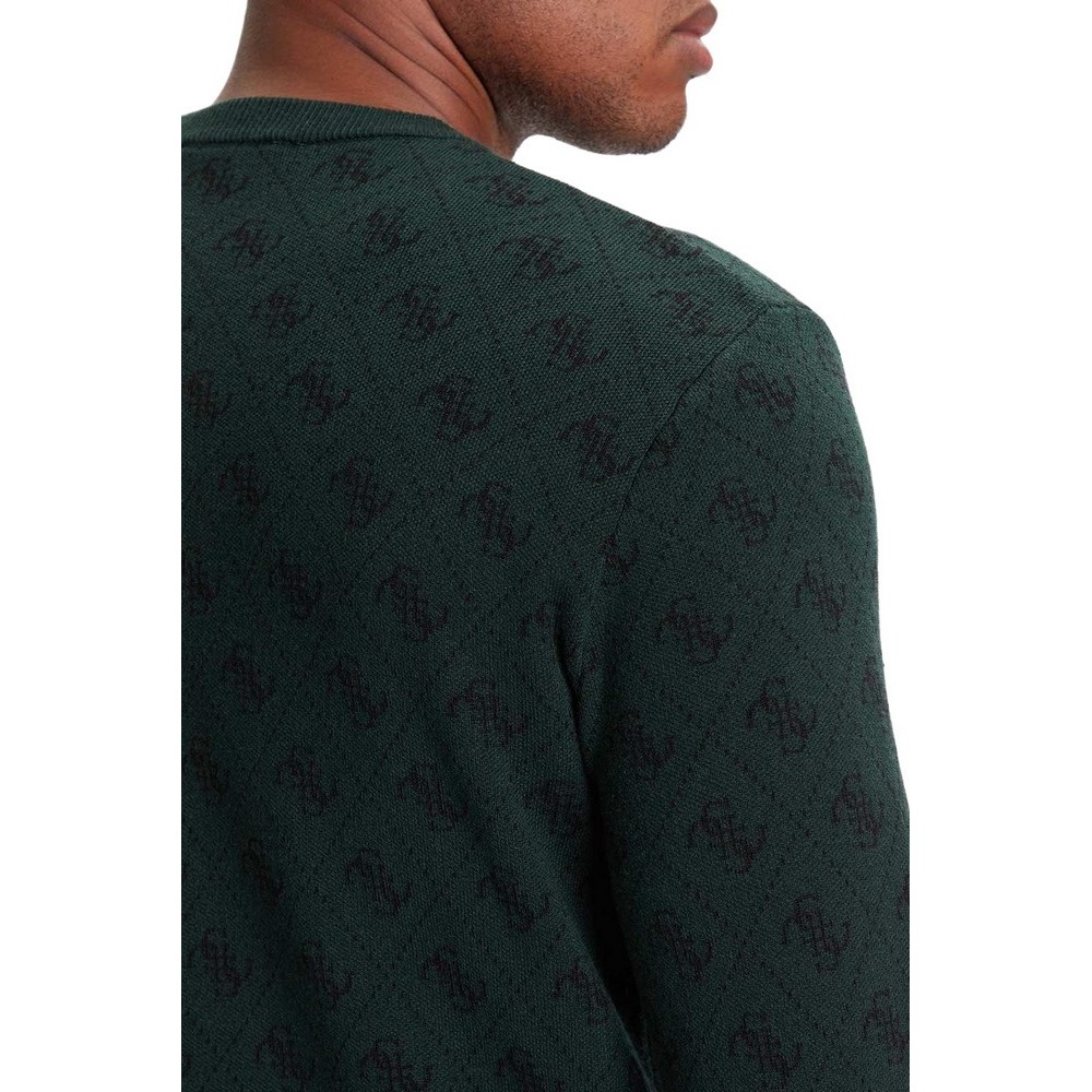 GUESS HUMBERT 4G LOGO LS CN SWTR ΜΠΛΟΥΖΑ ΠΛΕΚΤΗ ΑΝΔΡΙΚΗ GREEN
