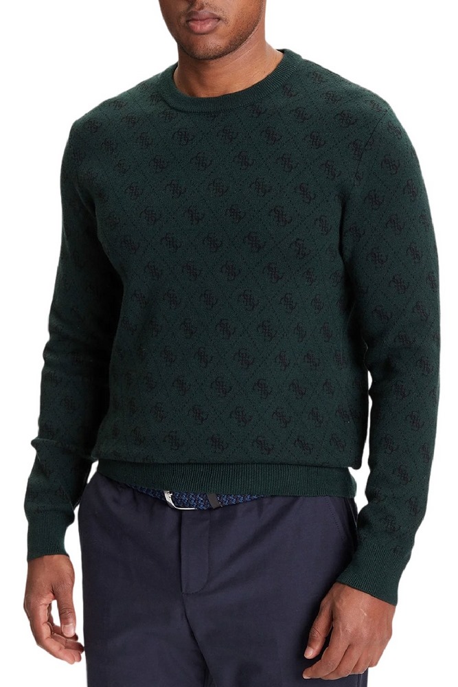 GUESS HUMBERT 4G LOGO LS CN SWTR ΜΠΛΟΥΖΑ ΠΛΕΚΤΗ ΑΝΔΡΙΚΗ GREEN