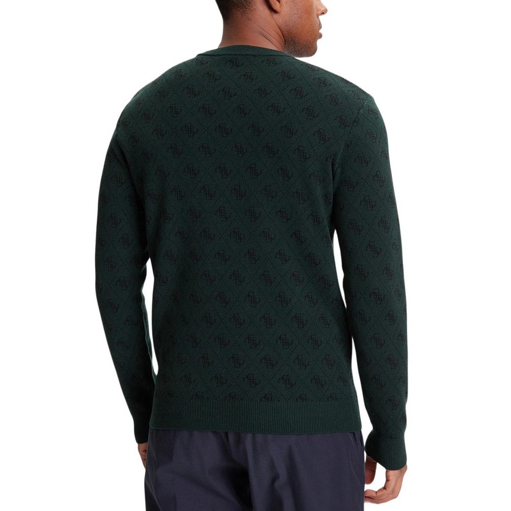 GUESS HUMBERT 4G LOGO LS CN SWTR ΜΠΛΟΥΖΑ ΠΛΕΚΤΗ ΑΝΔΡΙΚΗ GREEN