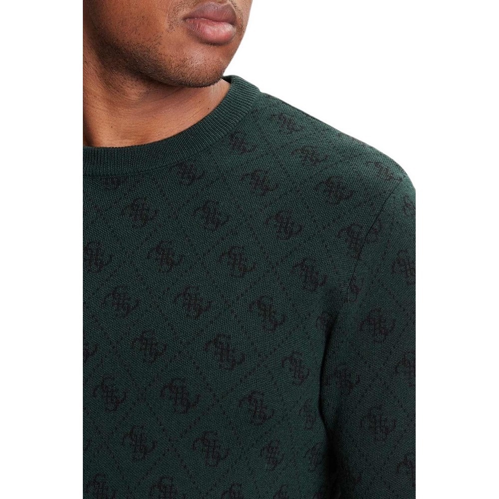 GUESS HUMBERT 4G LOGO LS CN SWTR ΜΠΛΟΥΖΑ ΠΛΕΚΤΗ ΑΝΔΡΙΚΗ GREEN