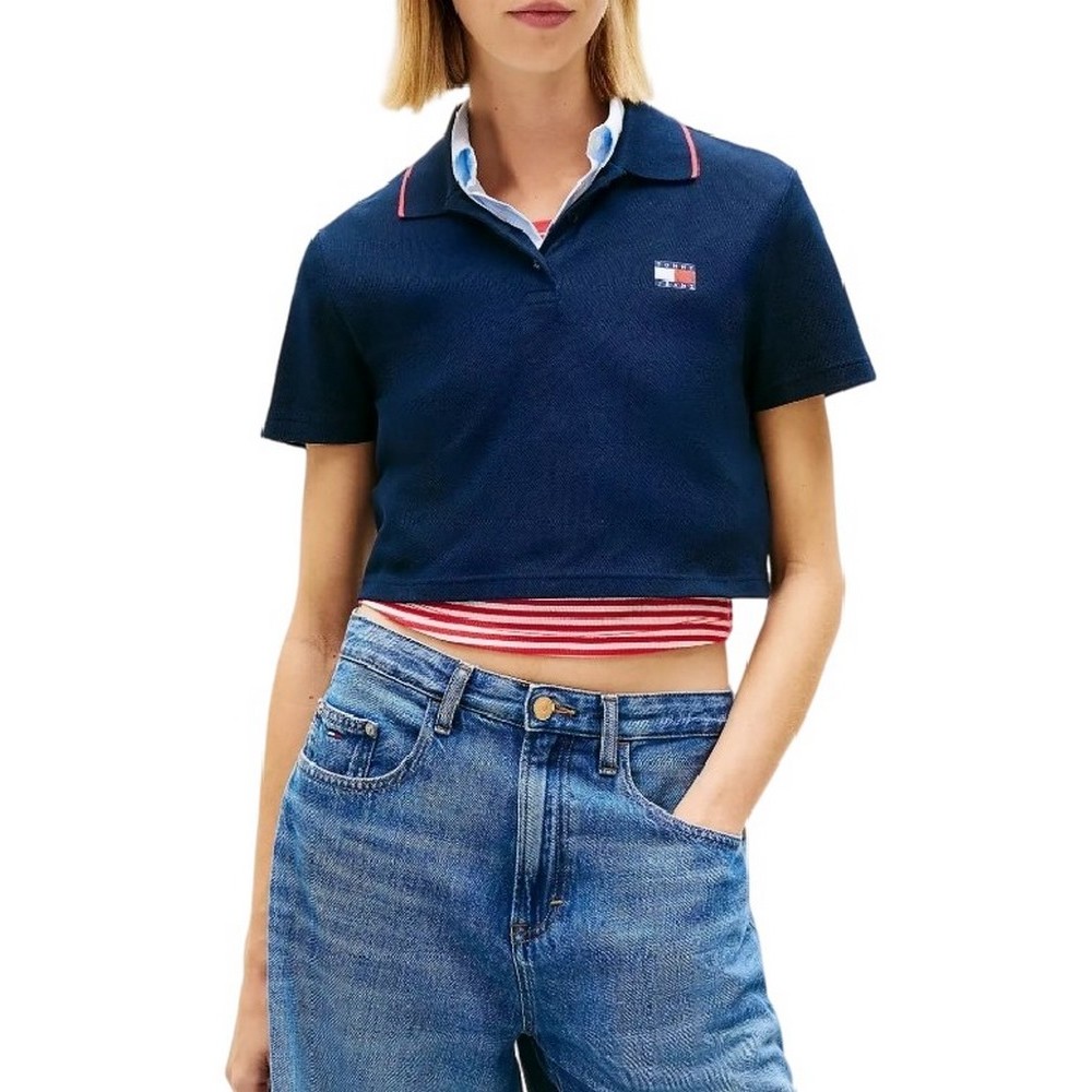 TOMMY JEANS CRP BADGE SS POLO T-SHIRT ΜΠΛΟΥΖΑ ΓΥΝΑΙΚΕΙΑ DARK NAVY